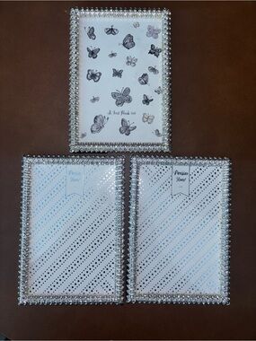 Rhinestone Beaded Glass Photo Frames - Silver Trim (Set of 3) Parisian Home 4x6